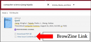 A View Issue Contents link in Search It that will take a patron to BrowZine.