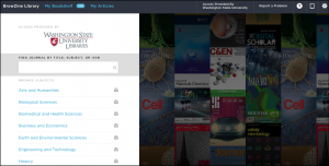 The landing page for the WSU Libraries BrowZine web application.