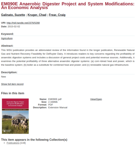 Research Exchange Item Page Example