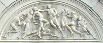 Naked football, Bohler Gym entrance