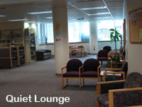Image of the Art Lounge on the second floor of the Holland/Terrell Libraries.